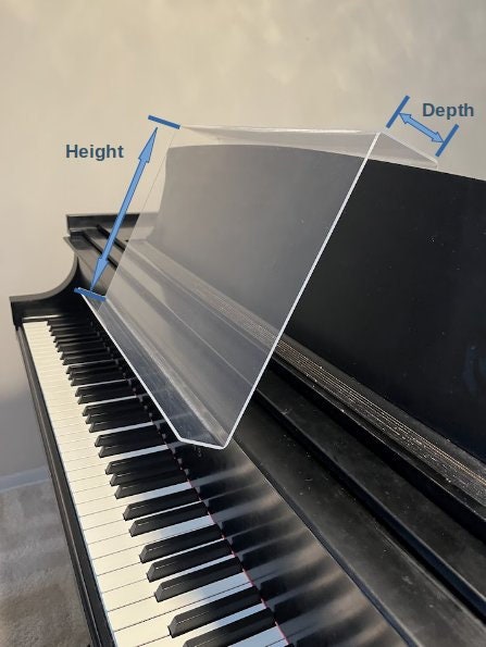 Grand Upright Piano Acrylic Music Stand (Width 18") - Rear Support Bracket