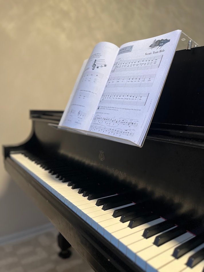 Grand Upright Piano Acrylic Music Stand (Width 18") - Depth Adjustable