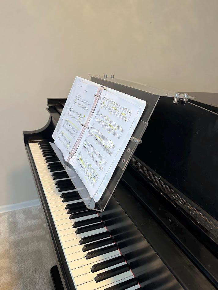 Grand Upright Piano Acrylic Music Stand (Width 24") - Depth & Height Adjustable