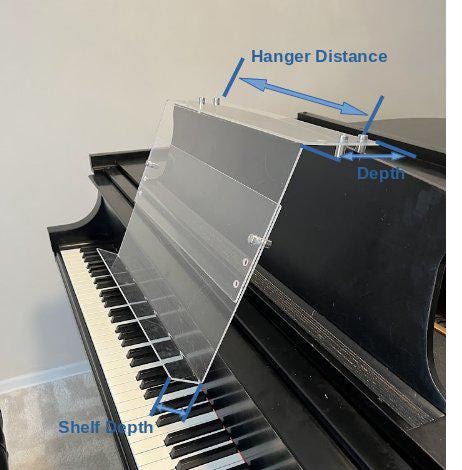 Grand Upright Piano Acrylic Music Stand (Width 24") - Heavy-Duty - Depth & Height Adjustable