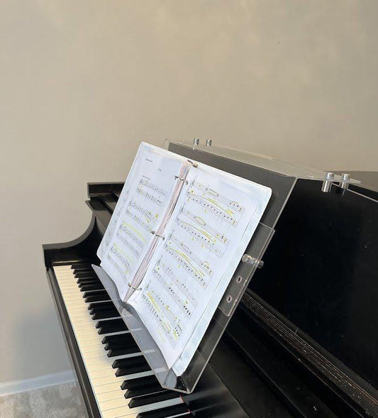 Grand Upright Piano Acrylic Music Stand (Width 18") - Depth & Height Adjustable