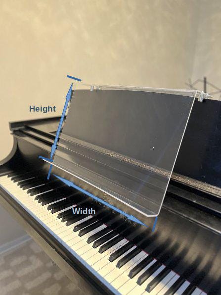 Grand Upright Piano Acrylic Music Stand (Width 18") - Heavy Duty - Depth Adjustable