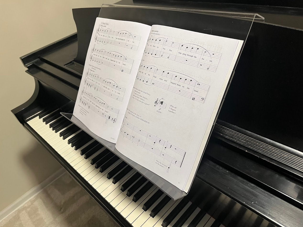 Grand Upright Piano Acrylic Music Stand (Width 18") - Height Adjustable