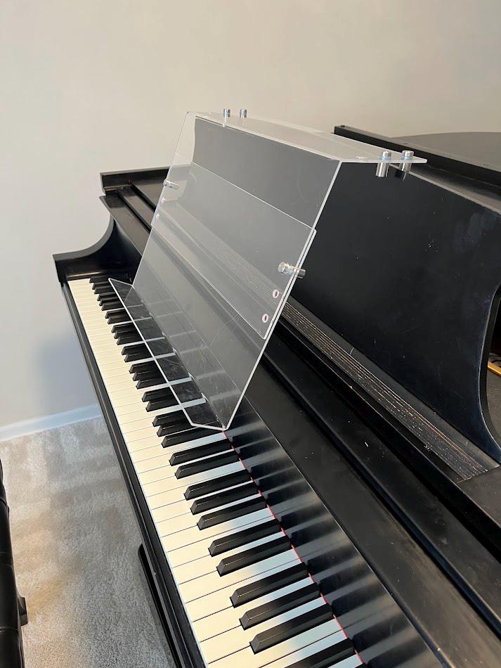 Grand Upright Piano Acrylic Music Stand (Width 18") - Heavy Duty - Depth & Height Adjustable