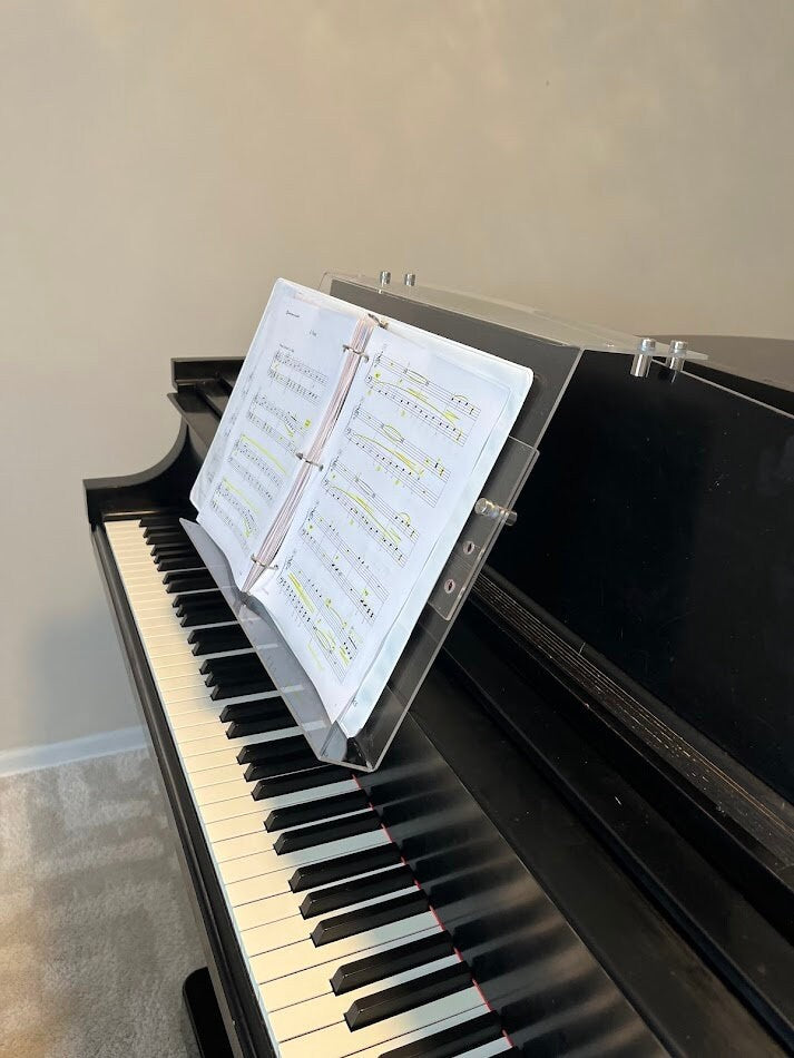 Grand Upright Piano Acrylic Music Stand (Width 18") - Depth & Height Adjustable