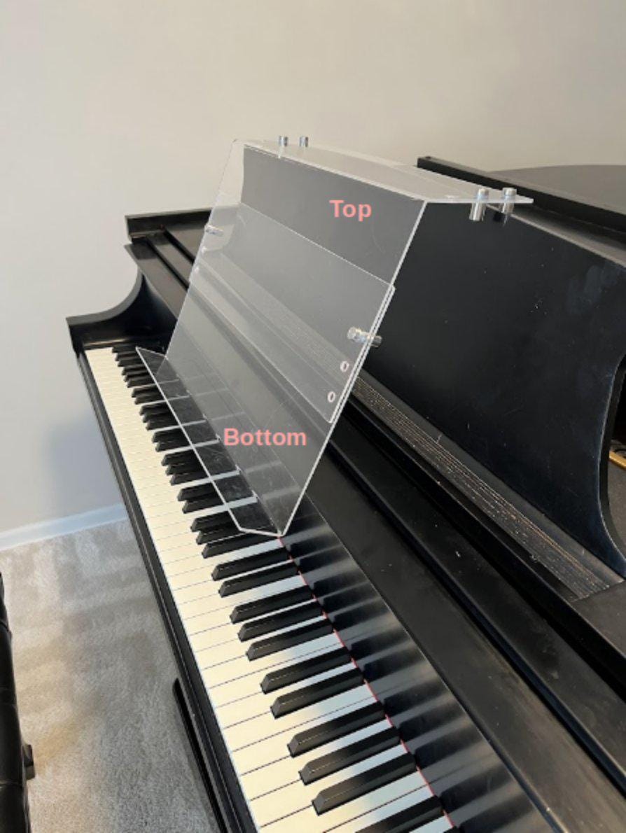 Grand Upright Piano Acrylic Music Stand (Width 24") - Heavy-Duty - Depth Adjustable