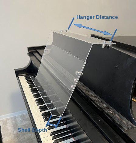 Grand Upright Piano Acrylic Music Stand (Width 18") - Heavy Duty - Depth Adjustable