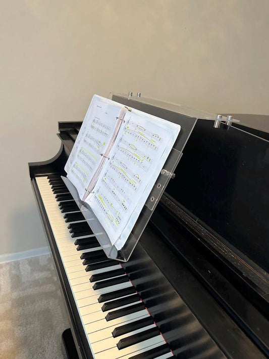Grand Upright Piano Acrylic Music Stand (Width 24") - Heavy-Duty - Depth & Height Adjustable